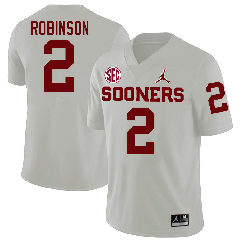 Oklahoma Sooners #2 Omarion Robinson College Football Jersey Stitched-White
